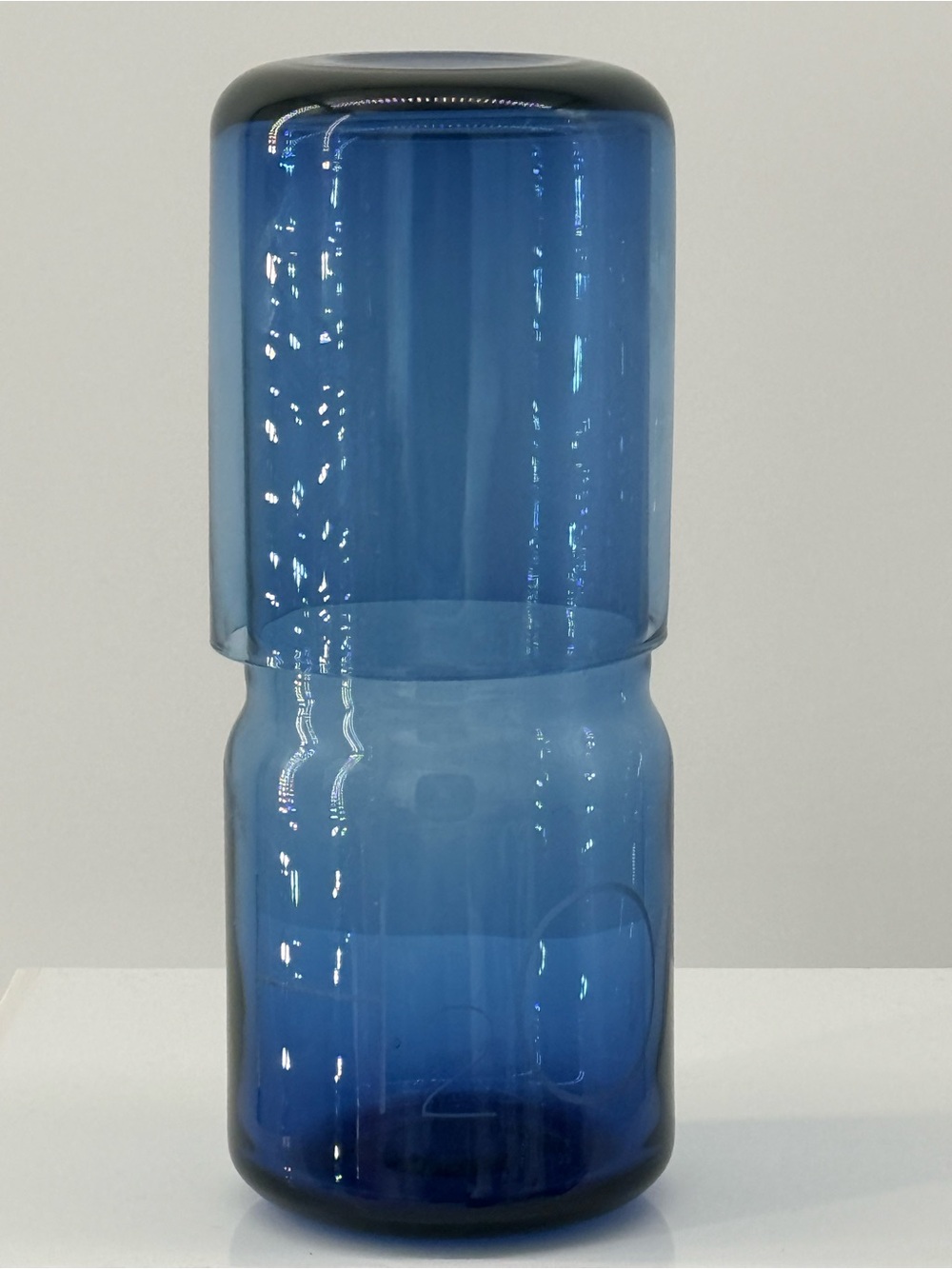Sleek Blue Double-Stack Glass Vase